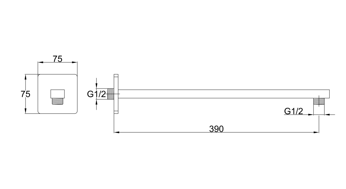 Hix Brushed Brass Wall Mounted 380mm Shower Arm