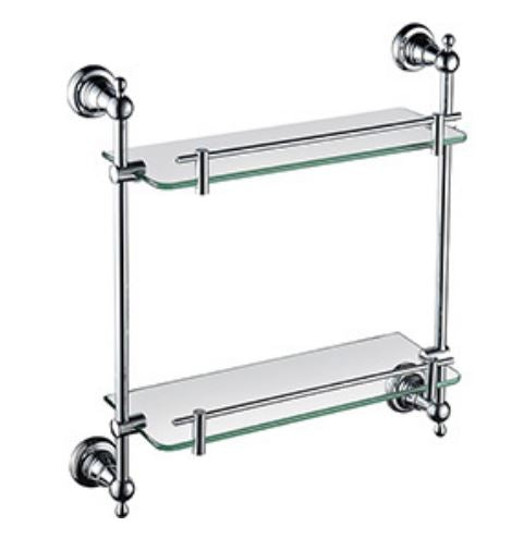 Traditional Holborn Wall Mounted Double Glass Shelf Chrome
