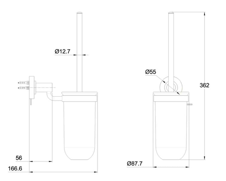 Hoxton 87 x 166 x 362mm Toilet Brush Holder in Chrome