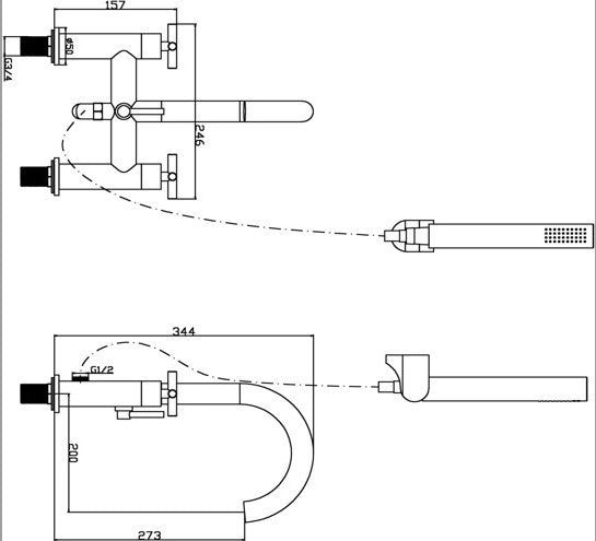 Cross Chrome Bath Shower Mixer Inc Hose & Handset