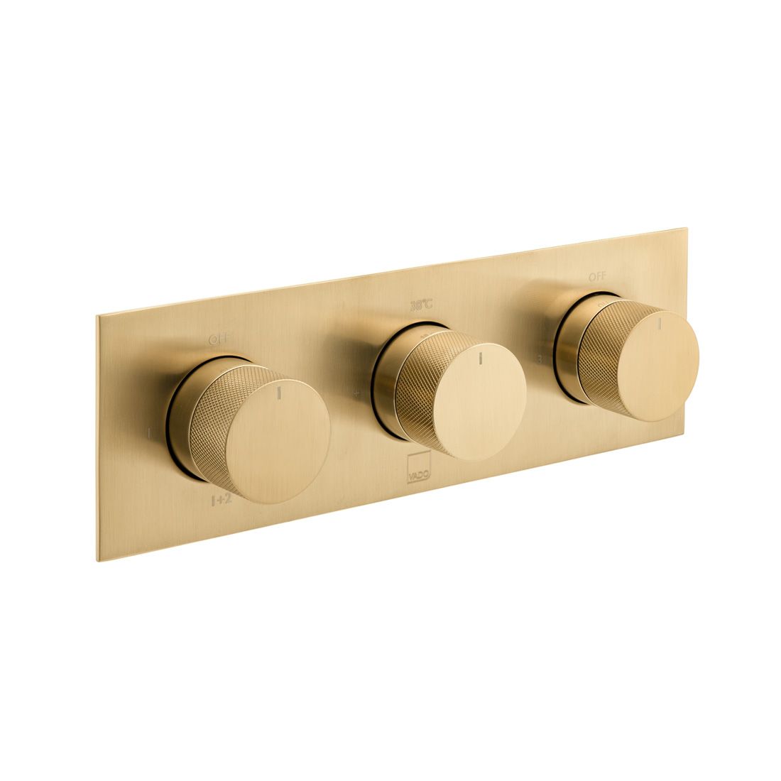 VADO Tablet Knurled Accents 3-Outlet Thermostatic Valve with All-Flow Function