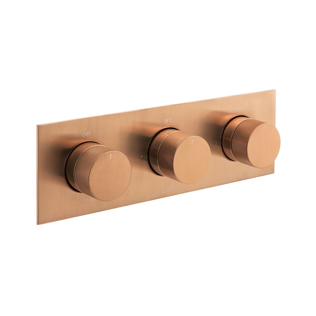 VADO Tablet Knurled Accents 3-Outlet Thermostatic Valve with All-Flow Function