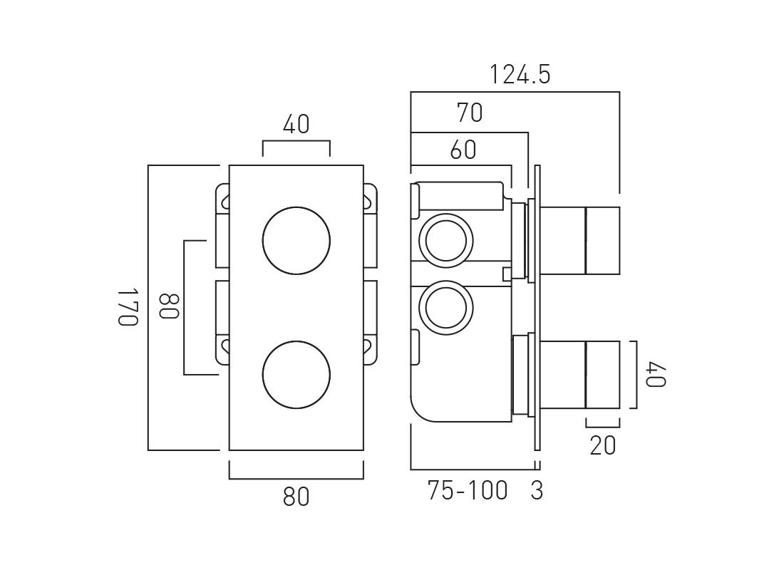 VADO Tablet Omika -2 Outlet Thermostatic Valve All-Flow