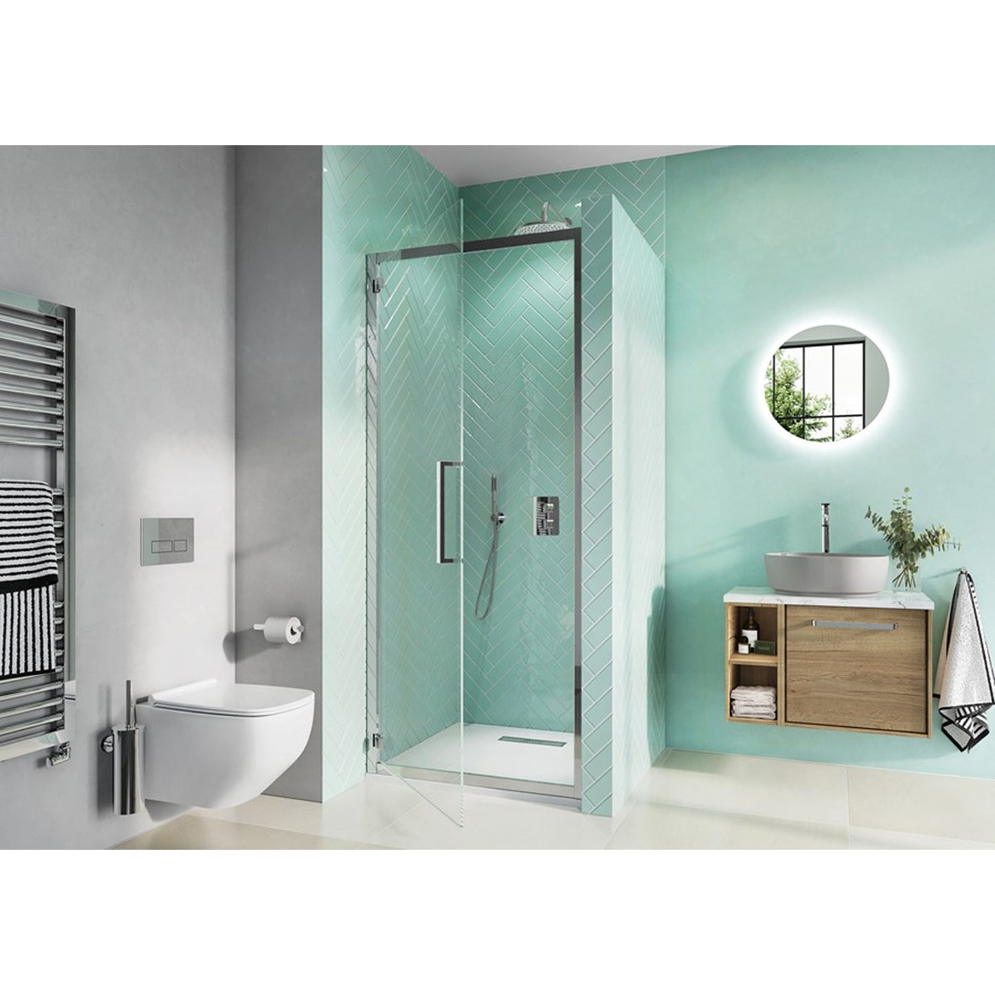 Crosswater Infinity IHDSC0900+ 8 Hinged Door, Polished Stainless Steel