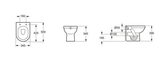 Essentials Ivo Back-To-Wall WC Bowl