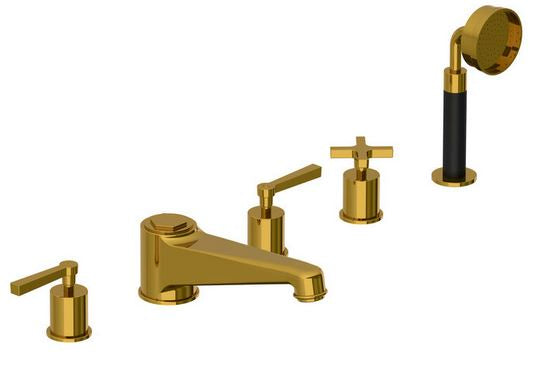 Lefroy Brooks Janey Mac Lever Handle Five Hole Bath Filler With Diverter & Pull Out Hand Shower JL1262NK Silver Nickel