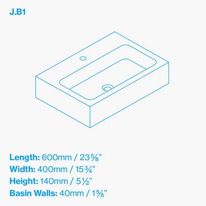 Kast Jura Basin 600 x 400mm (Choose Colour)