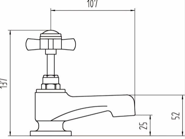 Traditional 137mmH, Bath Taps, 2 Tap Holes - Chrome Finish