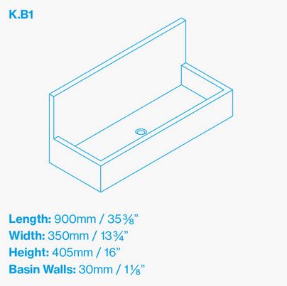 Kast Kern Basin 900 x 350mm (Choose Colour)