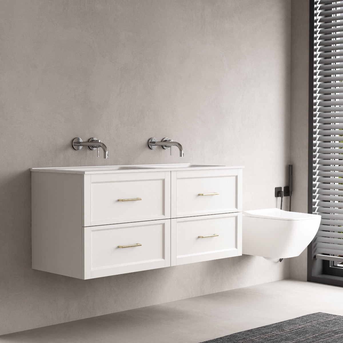 LUXE81 Angel 1200 Matte White Cabinet and Matte Basin