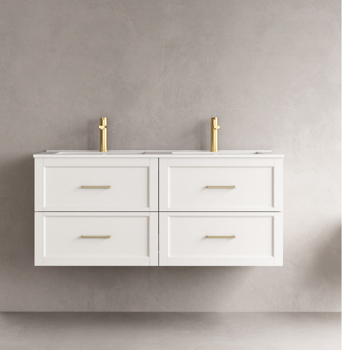 LUXE81 Angel 1200 Matte White Cabinet With Ceramic Basin