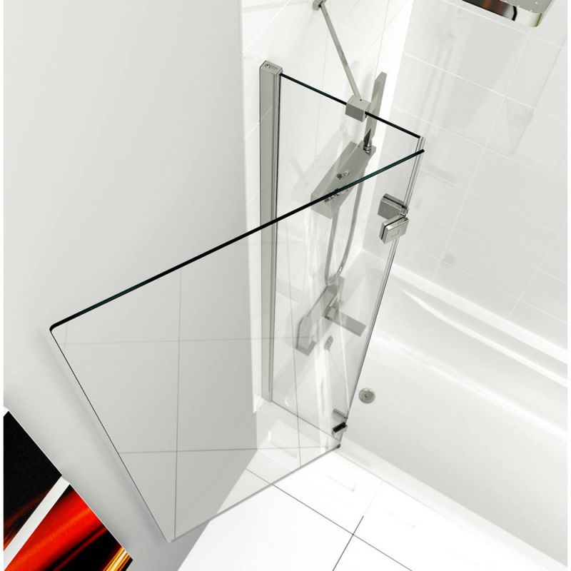 Kudos 2 Panel Framless Out-Swing Bath Screen 1500 x 950mm Silver Frame With Clear Glass