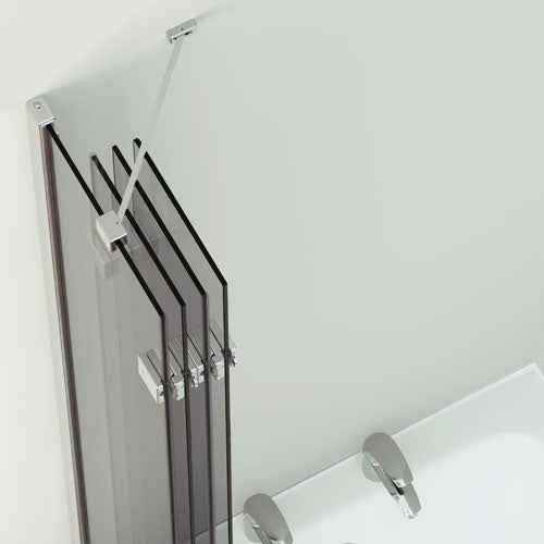 Kudos 4 Panel Framless In-Folding Bath Screen 1500 x 900mm Silver Frame With Claer Glass