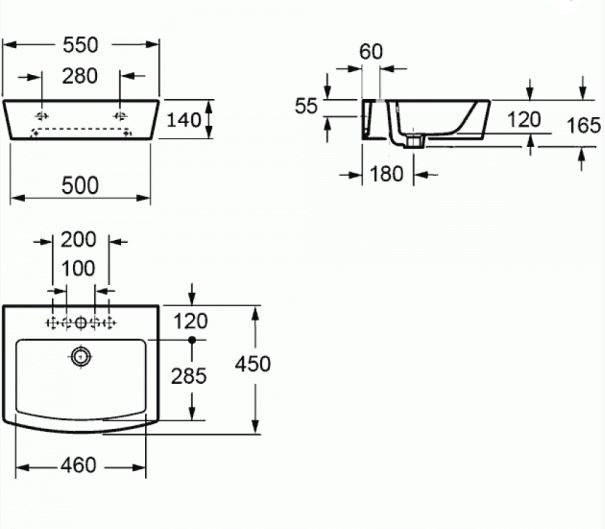Essentials Bloque 550mm Basin With One Tap Hole