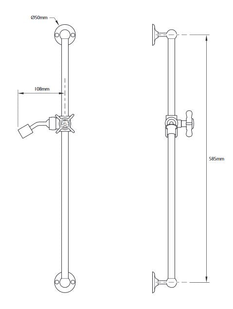 Lefroy Brooks Slide Rail, Hose, Handset & Wall Outlet - Chrome