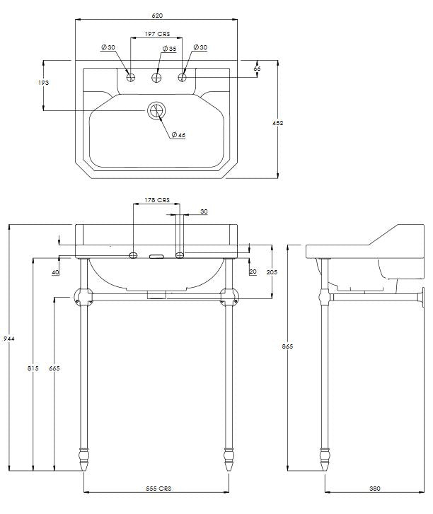 Lefroy Brooks Charterhouse Basin Stand For 61Cm Basin