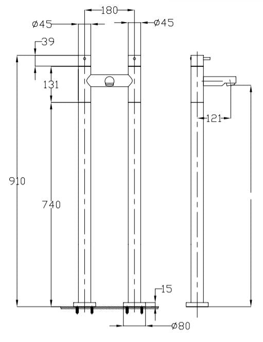 Crosswater Chrome Bath Legs only (Floor Standing)