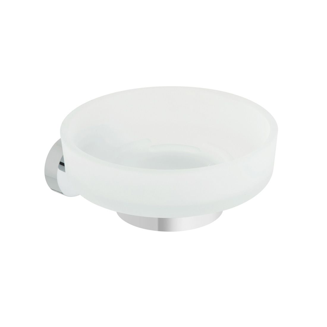 VADO Life Frosted Glass Soap Dish And Holder - Chrome Finish