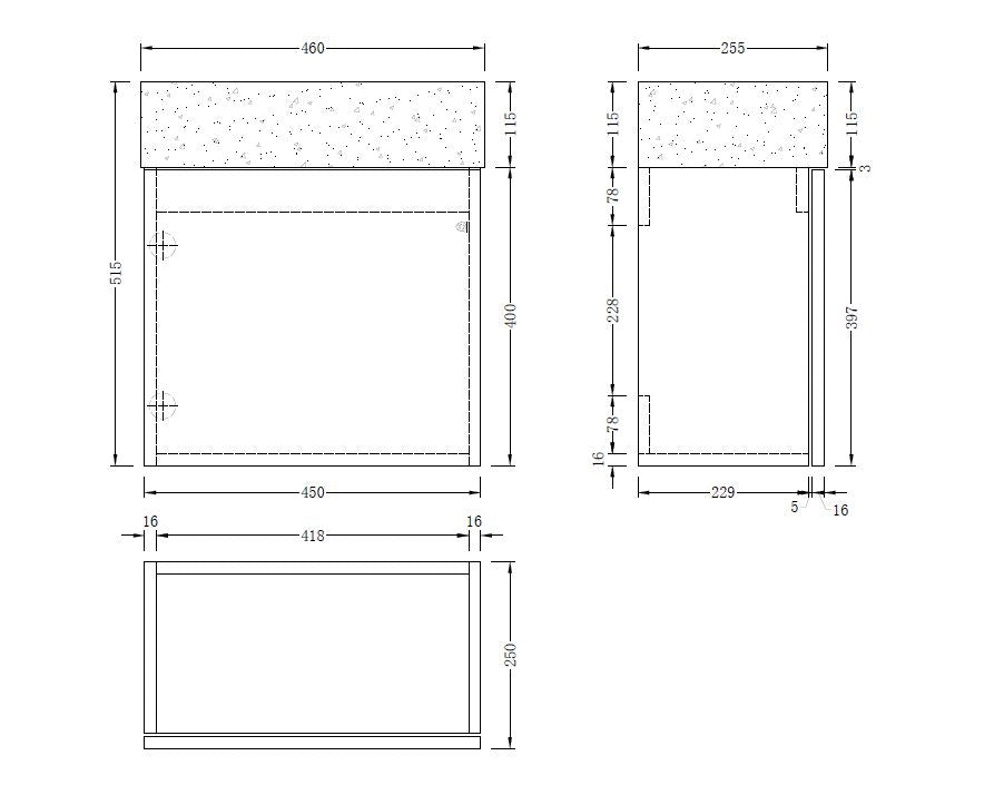 RIO 450 1 Door Beige Flute Cabinet and Basin
