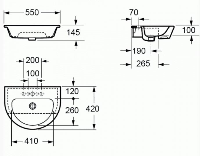 Essentials Arco 550mm Semi Countertop Basin With One Tap Hole
