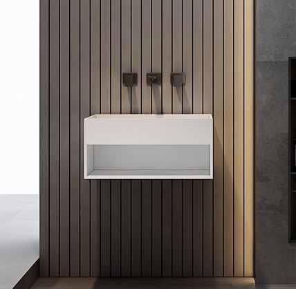 Luxe 600 Wall Mounted Solid Surface Basin Matt White