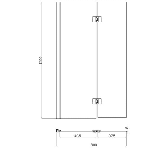 Two Panel Hinged Bath Screen (left)