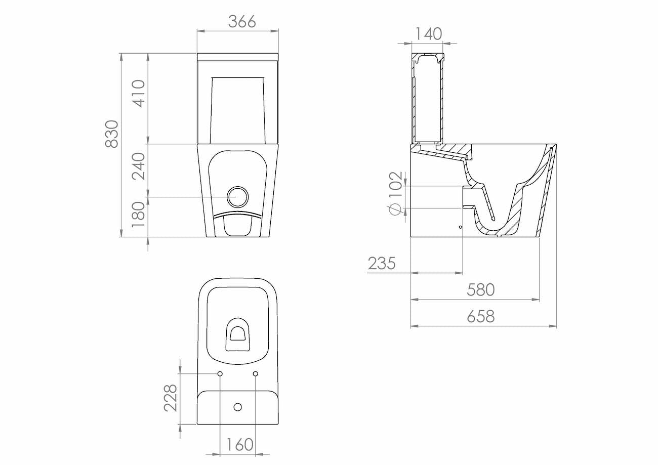 SANEUX Matteo Rimless Close Coupled WC Pan