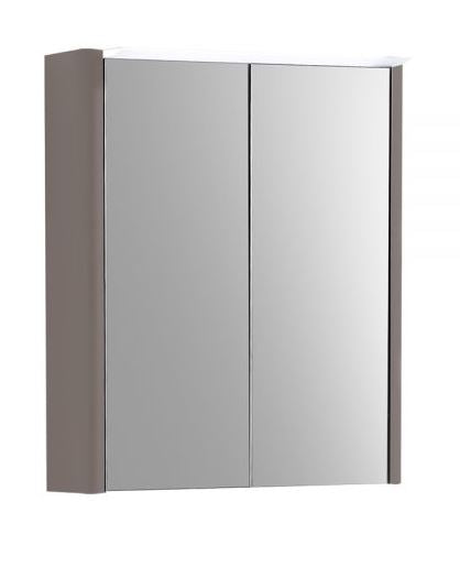 Essentials Suburb 500mm Two Door Mirror Cabinet with Light and Shaver Socket in Matt Ash