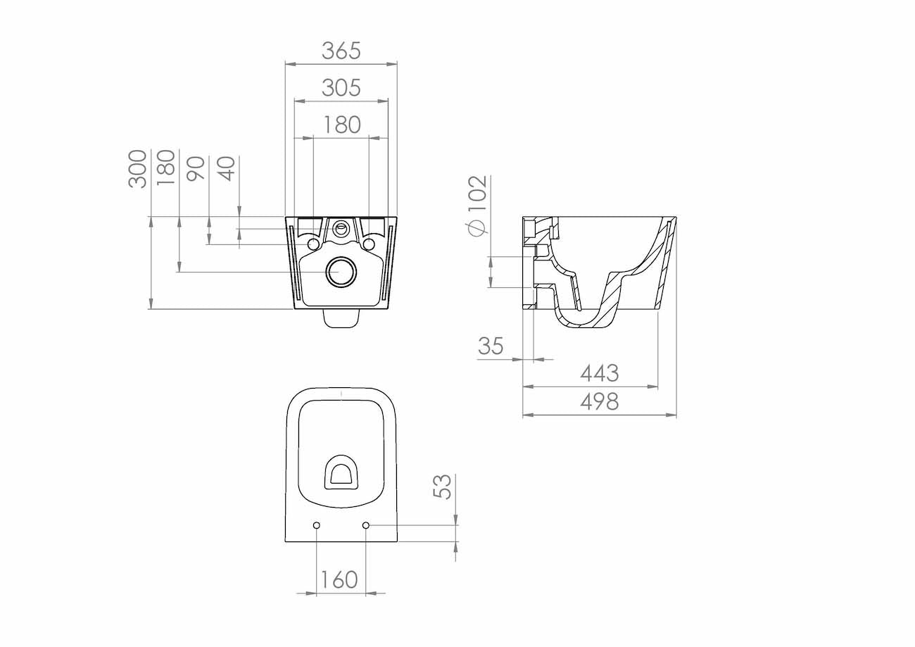 SANEUX Matteo Rimless Wall Hung WC Pan