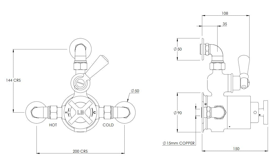 Lefroy Brooks Mackintosh Exposed Shower Valve with Return - S/Nickel