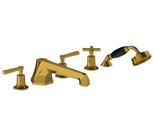 Lefroy Brooks Mackintosh Lever 5 Hole Bath Set with Diverter & Handshower - Polished Brass