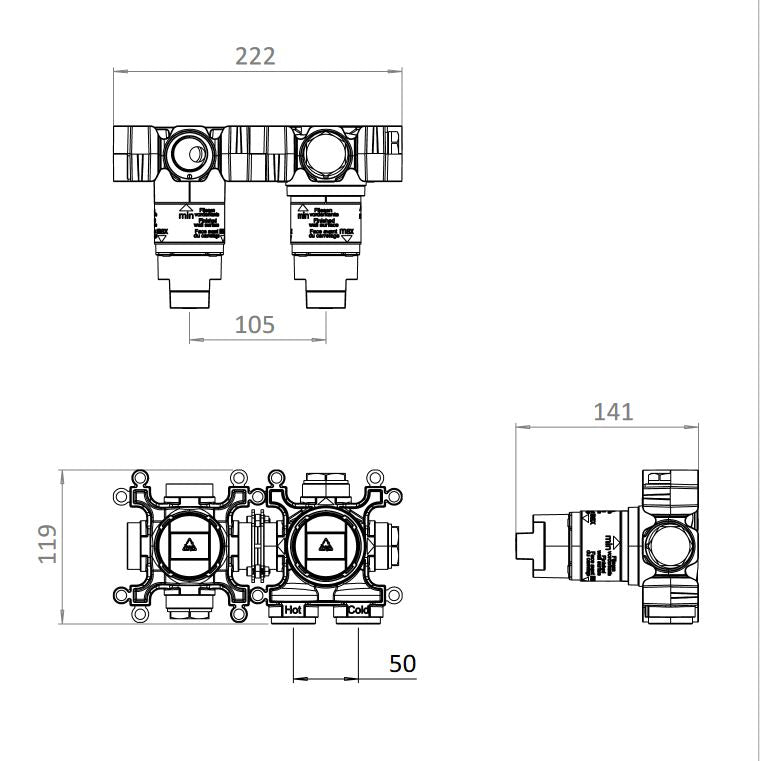 Crosswater Module 2 Outlet Concealed Valve 1500R