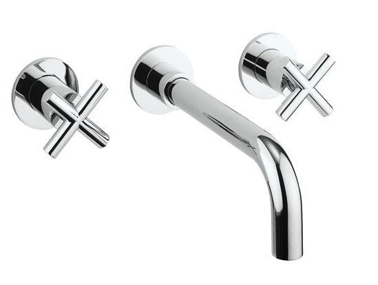 Crosswater MPRO 3 Hole Crosshead Wall Mounted Basin Mixer Chrome