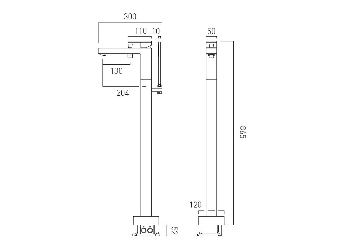 VADO Notion Floor Standing Bath Shower Mixer and Shower Kit