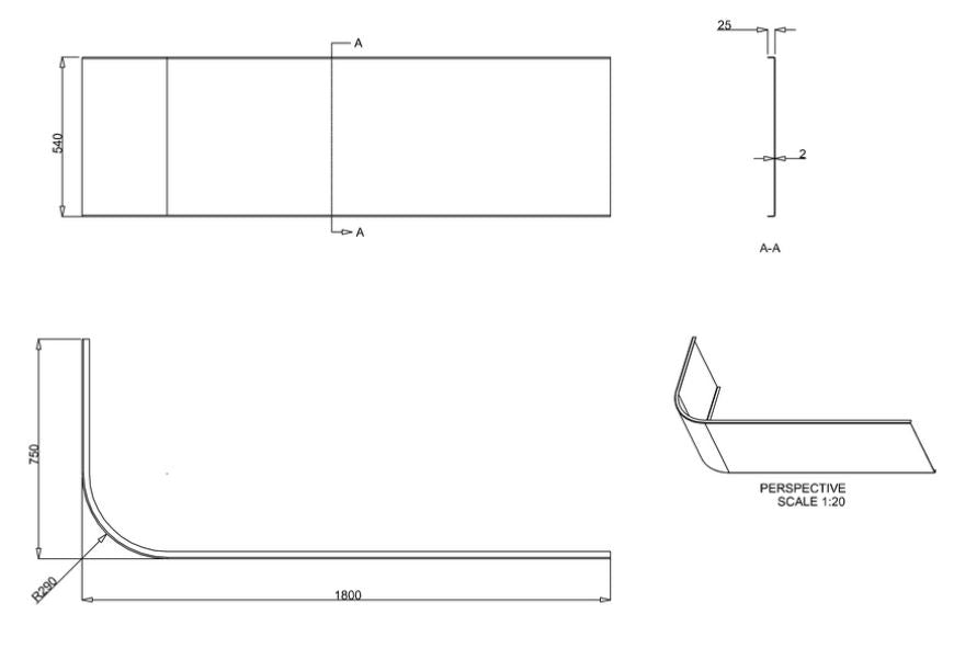 Viride offset bath panel 1800x750mm in White Gloss