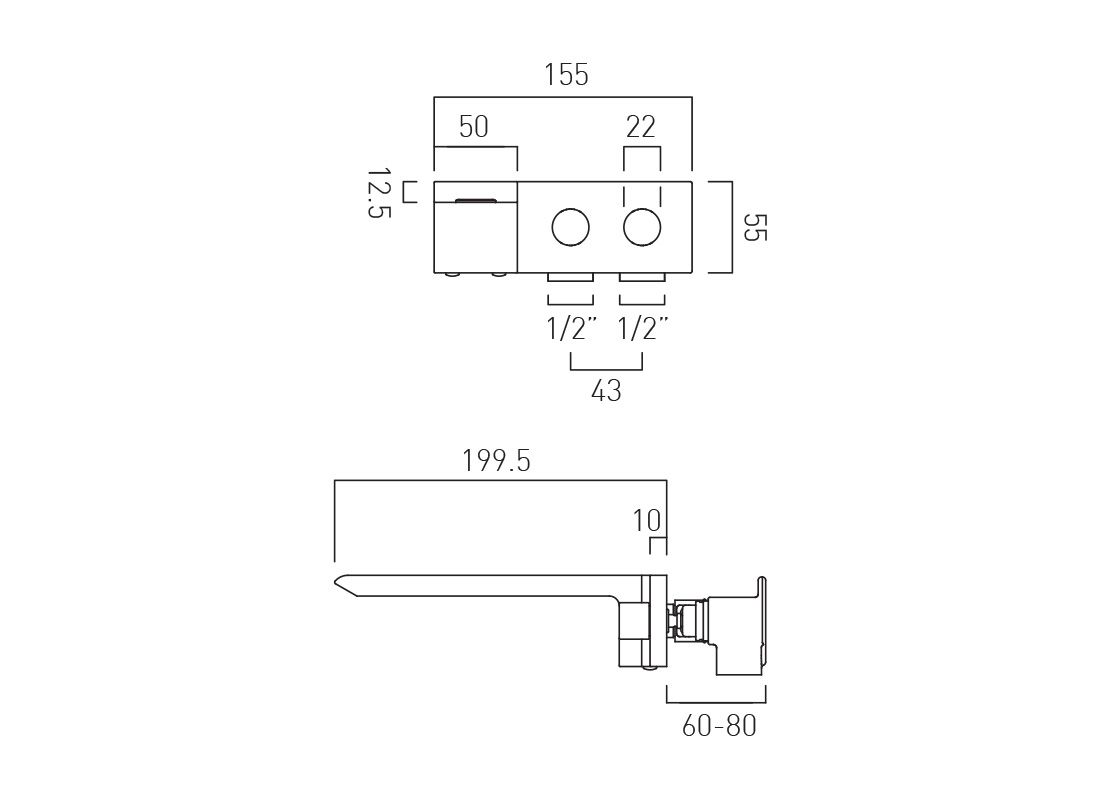 VADO Omika Wall Mounted Basin Mixer Tap