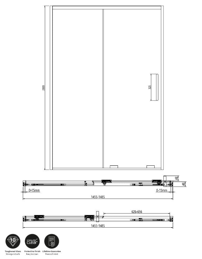 Crosswater Optix 10 Single Sliding Door 1500mm Brushed Brass