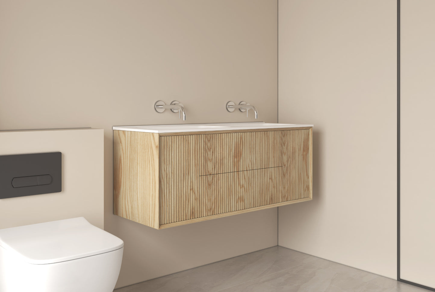 LUXE81 ORA 1200 Light Walnut Cabinet With Matte Basin