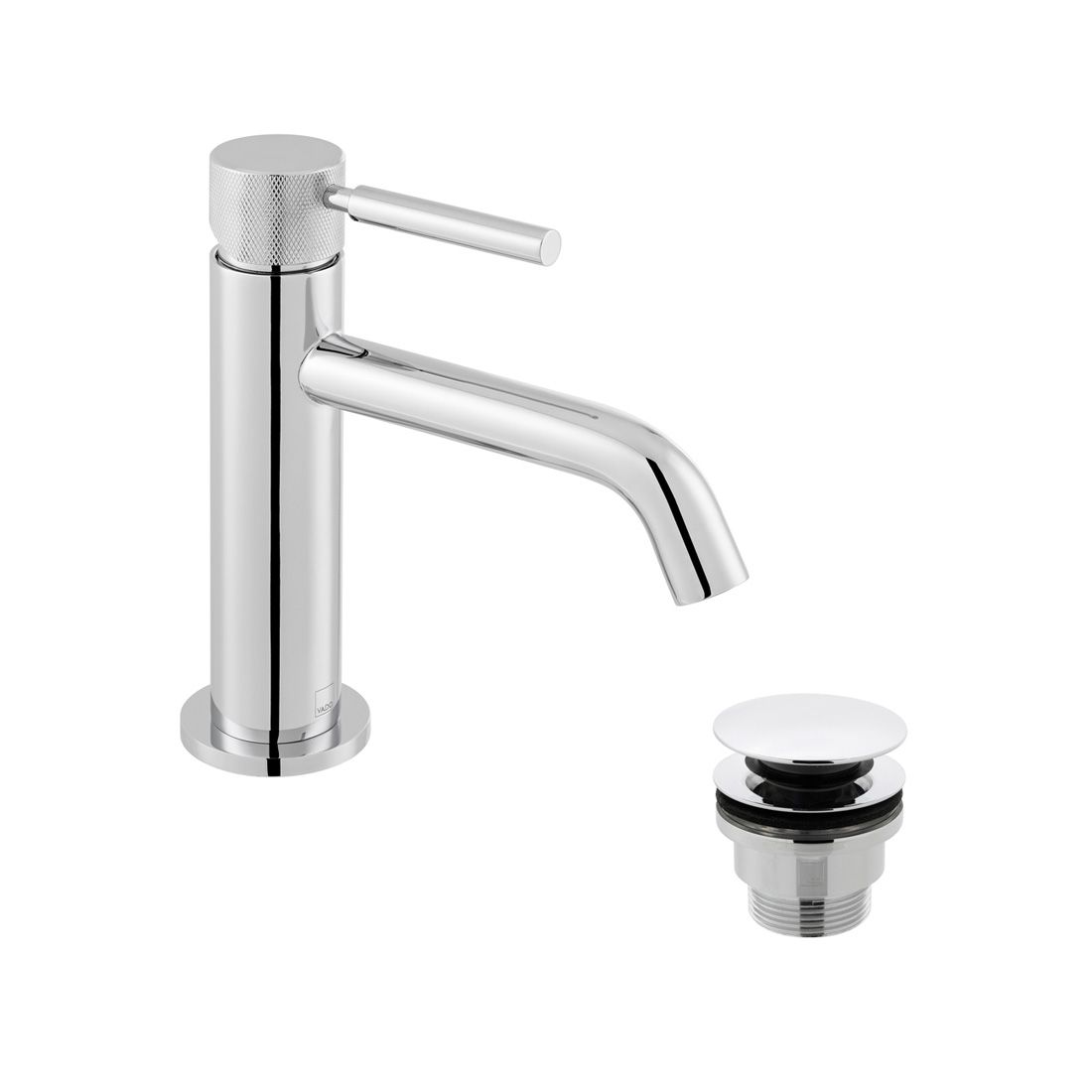 Vado Knurled Accents Slimline Mono Basin Mixer + Universal Waste