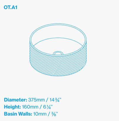 Kast Otto Counter Basin 375mm (Choose Colour)