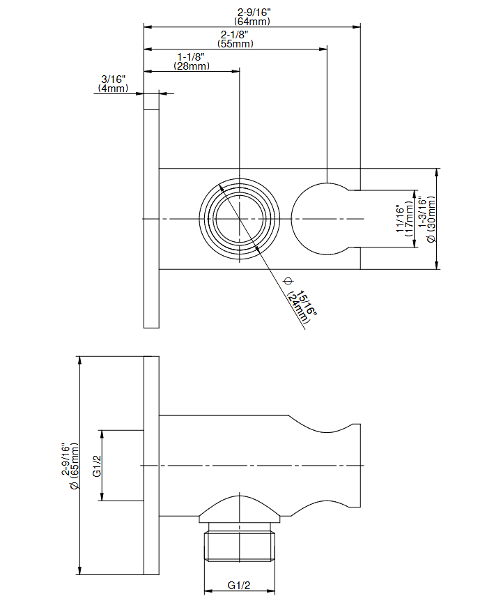 Graff Single Wall Outlet for Bathroom in Chrome Finish