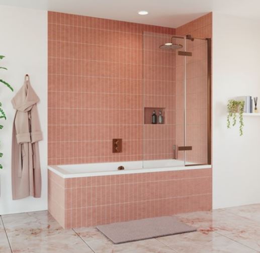 Crosswater OPTIX 10 180 Hinged Bath Screen with Inline Panel - Bronze Left Hand