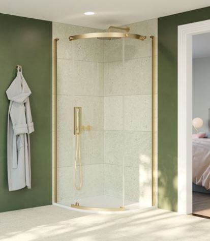Crosswater Optix 10 Quadrant 1200x900mm Right Hand Brushed Brass