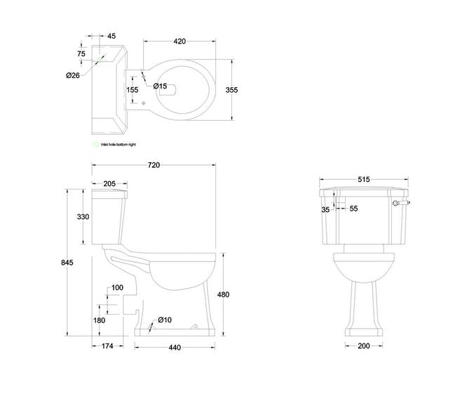 Burlington Regal Close Coupled Pan & 520mm Cistern