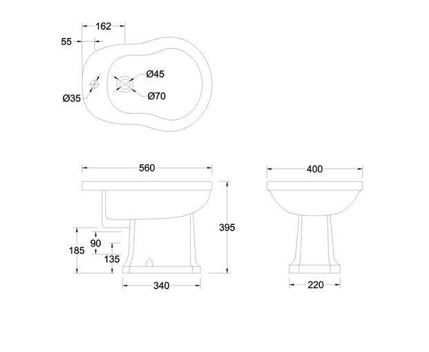 Burlington Floor Standing Bidet in White Gloss Finish