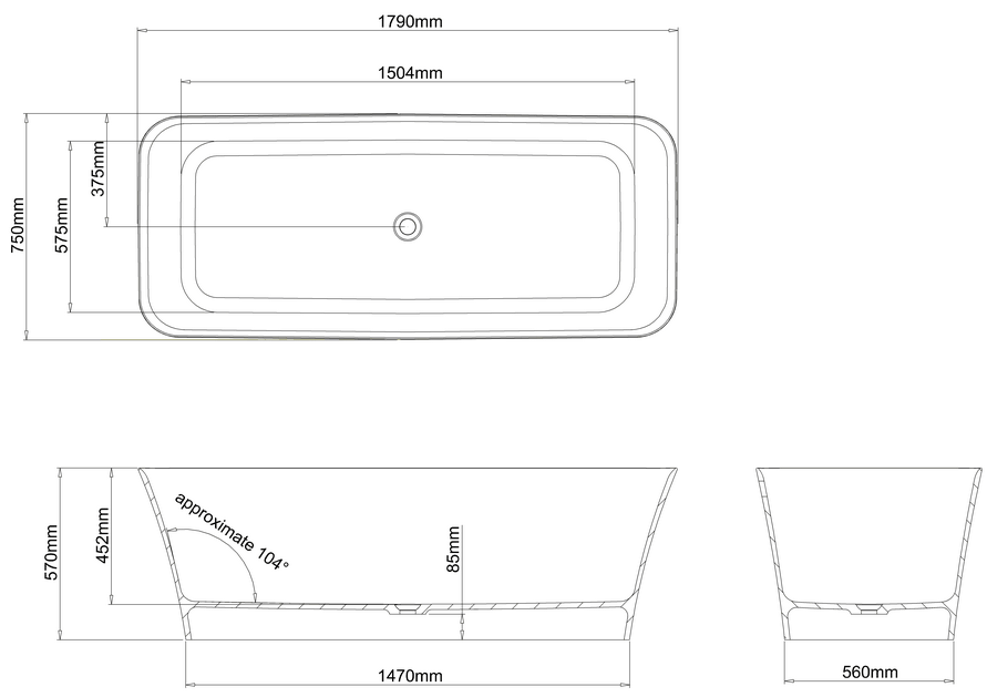 Clearwater Palermo Grande 1790 x 750mm ClearStone Bath