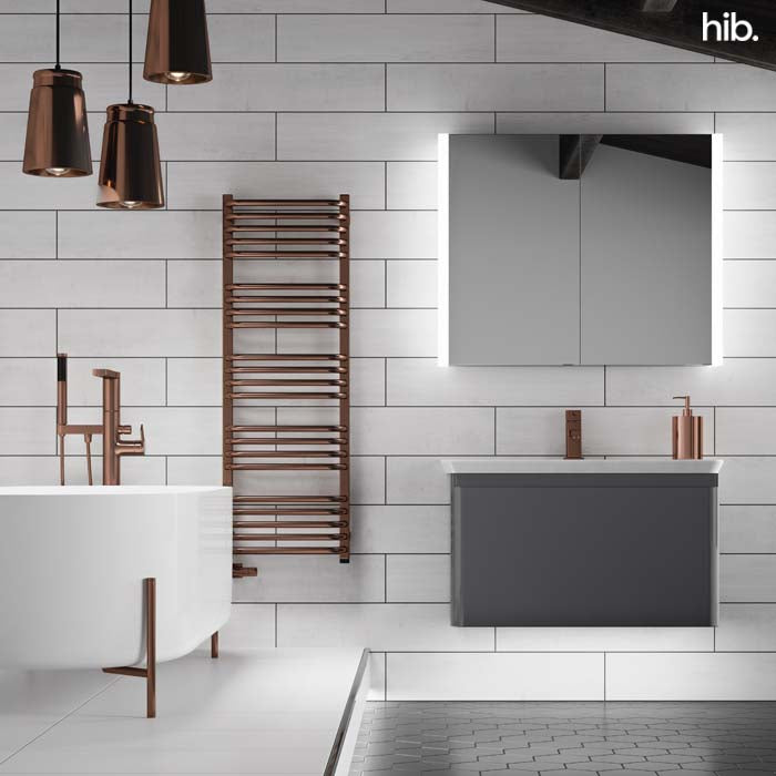 HIB Paragon 80 Mirror Cabinet 800 x 700mm Rectangular LED Mirror Cabinet With Charging Sockets