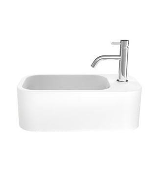 Crosswater Popolo Cloakroom Basin - Matt White Right Handed - 480mm x 250mm