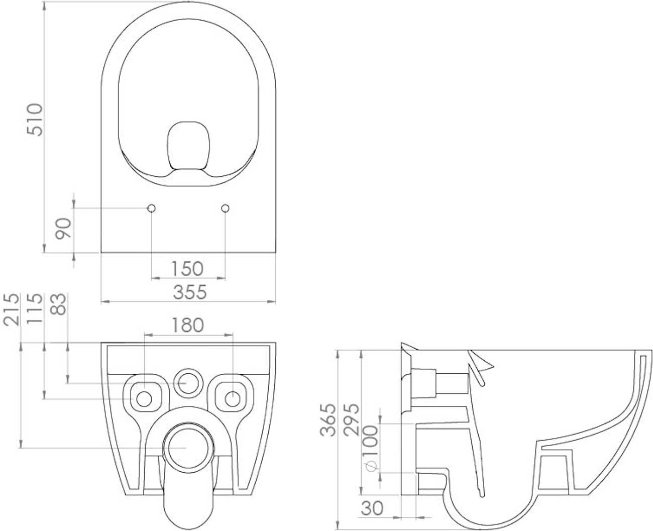SANEUX Prague Rimless Wall Hung WC Pan