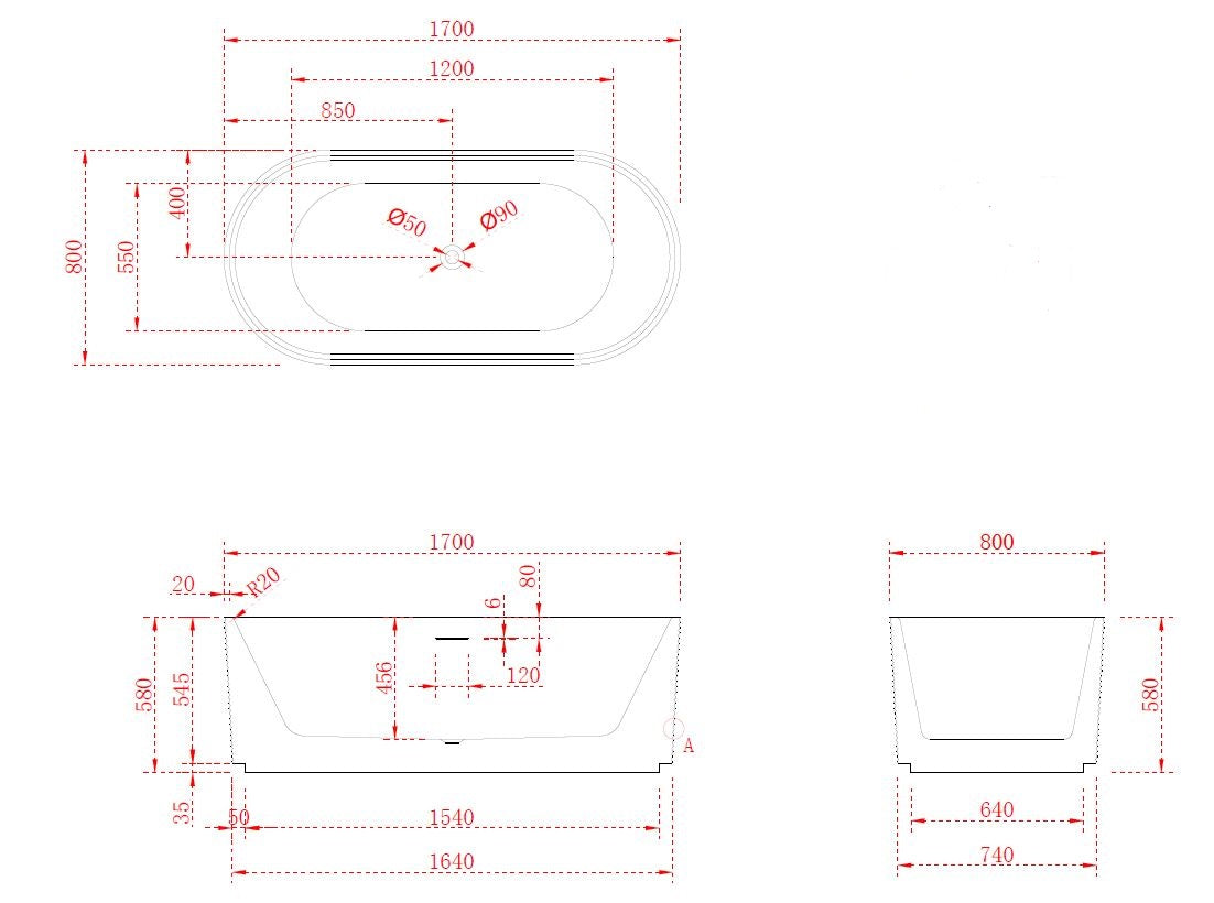 Luxe Preston 1700 freestanding Acrylic Bath